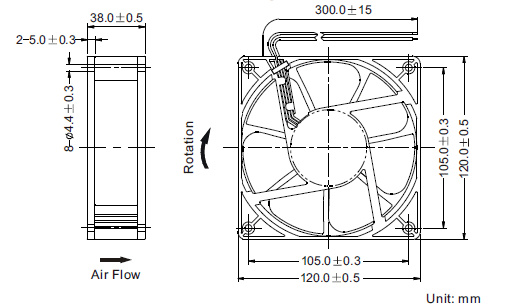 (5個)X-FAN RDH1238B 38G [120mm超高速回転タイプ]